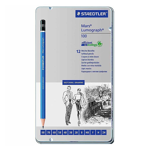 CAIXA 12 LÁPIS GRAFITE STAEDTLER LUMOGRAPH 12 GRADUAÇÕES