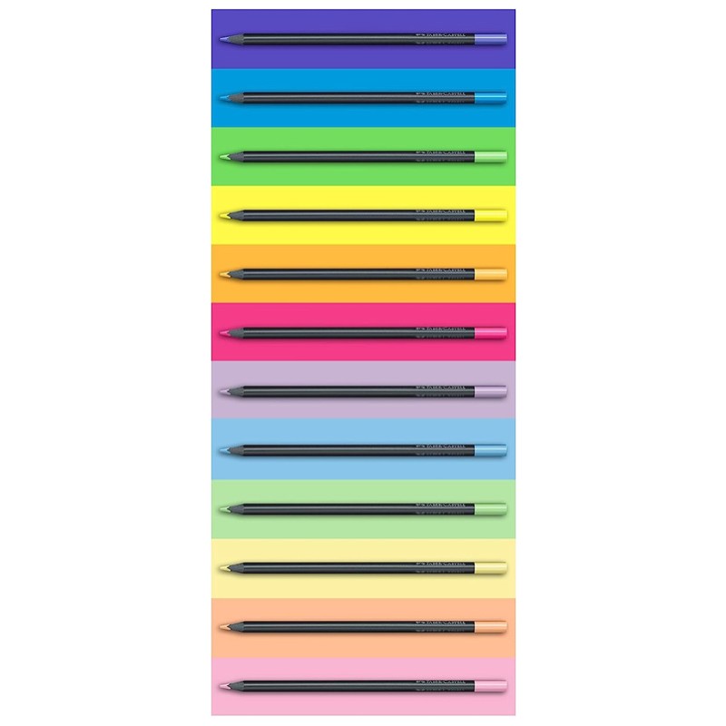 LÁPIS DE COR FABER CASTELL BLACK EDITION NEON - CAIXA 12 UNIDADES