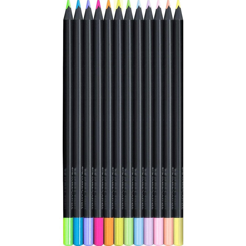 LÁPIS DE COR FABER CASTELL BLACK EDITION NEON - CAIXA 12 UNIDADES
